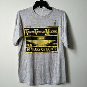 VTG 90s Vietnam Veterans Memorial Single Stitch T-Shirt Men’s Size L 1992 Gray